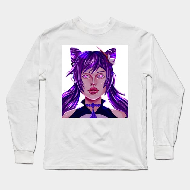 Keqing Genshin Impact Long Sleeve T-Shirt by Demonic cute cat